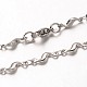 304 de enlace de barras de acero inoxidable cadenas collares NJEW-O066-36P-1