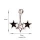 Joyería piercing anillo de ombligo de estrella de rhinestone de latón chapado en platino real anillos de vientre AJEW-EE0001-55-5