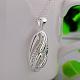 Silver Color Plated Brass Cubic Zirconia Oval Pendant Necklaces NJEW-BB10233-2
