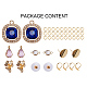 SUNNYCLUE DIY 2 Pairs Fashion Golden Tone Brass Faceted Gemstone Rhinestone Teardrop Dangle Stud Earrings Jewelry Making Starters Kit for Beginners Golden DIY-SC0003-78G-2