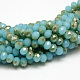 Imitation Jade Half Plated Faceted Rondelle Electroplate Glass Beads Strands X-EGLA-D020-3x2mm-38-2