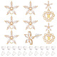 BENECREAT 8Pcs Real 18K Gold Plated Flower Shape Brass Cubic Zirconia Post Stud Earrings with 925 Silver Pin KK-BC0011-11-1