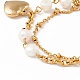 Bracelet multirangs perles naturelles et breloque coeur avec 304 chaine acier inoxydable pour femme STAS-P304-27G-3