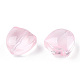 スプレー塗り透明ガラス・ビーズ  チューリップの花  ピンク  9x9x5.5mm  穴：1mm X-GLAA-T022-26-A01-3
