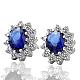 Real Platinum Plated Oval Tin Alloy Cubic Zirconia Stud Earrings EJEW-BB09716-B-1