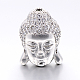 Perle di testa di buddha a zirconia cubica aaa con micro pavè di zirconi in ottone CZ ZIRC-L012-03P-NR-1