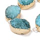 Golden Plated Dyed Oval Natural Drusy Quartz Crystal Beads Strands G-F144-07-3