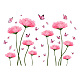 Superdant fiori rosa adesivi murali acquerello floreale adesivi in vinile farfalla decalcomanie decorazione di arte per soggiorno fiore fai da te arte per la camera da letto camera delle ragazze scuola materna camera dei bambini DIY-WH0228-656-1