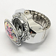 Relojes de cuarzo anillo de estiramiento hierro tono platino RJEW-R119-08E-2