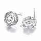 Reperti per orecchini a bottone in zircone chiaro con micro pavé di ottone KK-T062-58P-NF-2