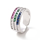 Красочное кольцо-манжета с тройной линией кубического циркония RJEW-G270-04P-1