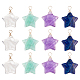 DICOSMETIC 12Pcs Stone Star Charms Random Color Natural Stone Pendants with Silver Copper Faceted Star Crystal Quartz Pendants Small Stone Charms for Jewelry Making G-DC0001-12-1
