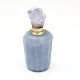 ファセット天然エンジェライト開閉可能な香水ボトルペンダント  真鍮のパーツとガラスのエッセンシャルオイルのボトル  40~48x21~25mm  穴：1.2mm  ガラス瓶容量：3ml（0.101液量オンス）  宝石の容量：1ml（0.03液量オンス） G-E556-05H-2
