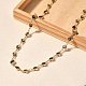 Длинные ожерелья из латунной фиолетовой кубической цирконии с плоскими круглыми звеньями NJEW-C070-01B-G-1