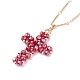 Sparkling Cross Pendant Necklace for Women NJEW-TA00015-7