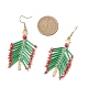 Серьги-подвески в виде елки из стеклянных бусинок EJEW-MZ00636-4