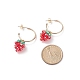 Boucles d'oreilles pendantes en perles de verre tressées et fraises EJEW-TA00142-3