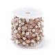 Pepita di quarzo rosa naturale e catena di perle di vetro imitazione perla CHS-C006-02D-3