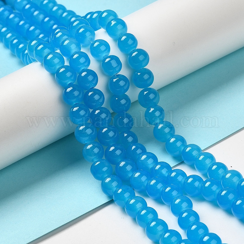Rubyca Perline Di Vetro Ceche Per Gioielli Fai-da-Te: 1 Filo, Imitazione Giada, Colore Caffè Chiaro, 4 Mm