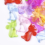 Pendentifs chaton en acrylique transparent, forme de chat de dessin animé, couleur mixte, 41x26x6.5mm, trou: 2.5 mm, environ 184 pcs / 500 g