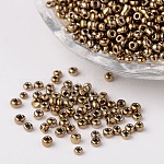 12/0 cuentas de semillas de vidrio redondas de colores metálicos, coco marrón, 2mm, agujero: 1 mm, aproximamente 3304 unidades / 50 g