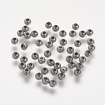 304 Edelstahl-Abstandhalter-Perlen, Runde, Edelstahl Farbe, 4x3 mm, Bohrung: 1.5 mm