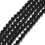 Cuentas sintéticas piedras negras hebras, teñido, redondo, negro, 10mm, agujero: 1 mm, aproximamente 39 pcs / cadena, 14.5~15 pulgada