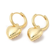 Серьги-кольца с подвесками в форме сердца из латуни EJEW-R150-06G
