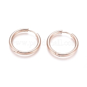 Серьги-кольца Huggie Hoop из нержавеющей стали 304 с ионным покрытием (IP) EJEW-F111B-23mm-RG