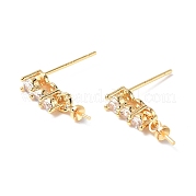 Серьги-гвоздики из латуни со стеклянными стразами KK-B063-12G