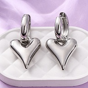 Серьги-кольца из латуни в форме сердца EJEW-D322-12P-01
