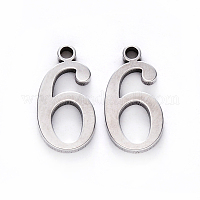 UNICRAFTALE 10pcs Number 0~9 Charm Golden Metal Pendants Stainless Steel Charms Lucky Numbers Smooth Charms 1.8mm Hole Dangle