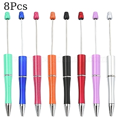 8pcs 8 stylos à billes en plastique de couleurs, stylo à bille à encre noire, pour la décoration de stylo bricolage, couleur mixte, 144x12mm, le pôle central : 2mm, 1 pc / couleur