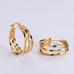 Boucles d'oreilles triple créoles en acier inoxydable, or