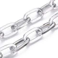 アルミアズキチェーン  フラットオーバルリンクチェーン  溶接されていない  プラチナ  30.5x16x4mm