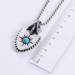 Модные мужские ожерелья с подвеской в виде щита с когтями орла из нержавеющей стали 304 с синтетической бирюзой и паве UJ0814