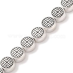 Stile tibetano rotonde piatto fili di perline in lega&nbsp;X-TIBEB-O007-09-NR