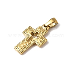 304ステンレスペンダント  イオンプレーティング（ip）  クロスチャーム  18KGP本金メッキ  24x14.5x2.5mm  穴：4x3mm&nbsp;STAS-B094-03A-G