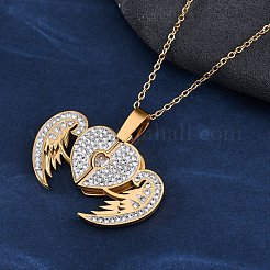 304 нержавеющая сталь полимерная глина кристалл стразы открывающиеся подвески ожерелья для женщин NJEW-Z065-09G