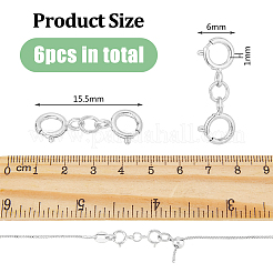 6 шт. 925 двойных пружинных кольца из стерлингового серебра STER-DC0001-22
