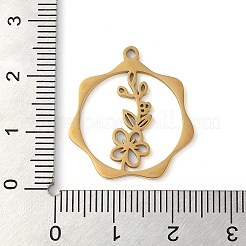 304ステンレスペンダント  花  ゴールドカラー  23.5x21.5x1mm  穴：1.5mm&nbsp;STAS-P338-01A-G