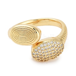 Покрытие стойки латунь паве прозрачный кубический цирконий открытые манжеты кольца RJEW-M172-10G
