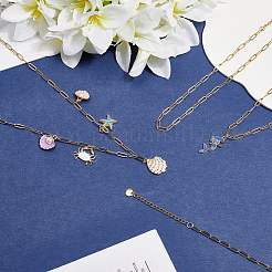 6 шт. ожерелье из нержавеющей стали 304 в виде цепочки-скрепки&nbsp;NJEW-SC0001-57B-G