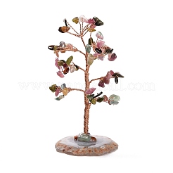 Декоративные элементы на подставке из натуральных разноцветных турмалиновых чипсов и агата.&nbsp;DJEW-A001-04F