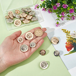 24 Stück 4 Stile 1-Loch Zinklegierung flach rund mit Bienenknöpfen&nbsp;BUTT-CA0001-29