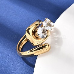 Bagues ouvertes en acier inoxydable 304 avec micro pavé de zircones cubiques pour femmes&nbsp;RJEW-K258-12C-G