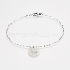 Bracelets de cheville avec chaînes de câble en laiton plaqué platine véritable&nbsp;AJEW-AN00231