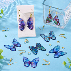 Наборы для самостоятельного изготовления сережек-подвесок из эпоксидной смолы с крыльями бабочки DIY-TA0012-74