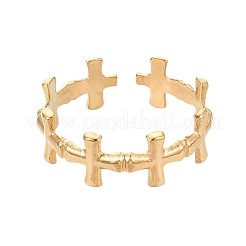 Ionenplattierung (IP) 304 Edelstahl Kreuz offener Manschettenring für Frauen&nbsp;RJEW-K245-26G
