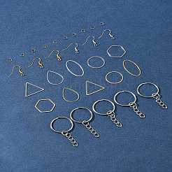 Наборы для самостоятельного изготовления шестиугольных/каплевидных/треугольных латунных сережек-подвесок&nbsp;DIY-FS0007-62